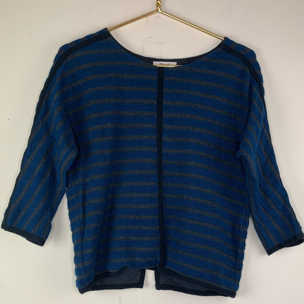 Madewell teal gray zip back top, XS